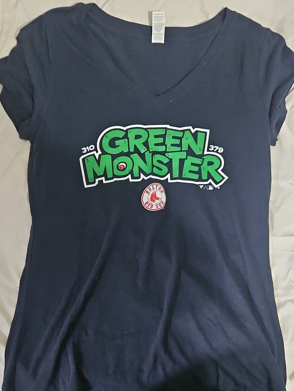 Womems Navy Tee with Green 'Green Monster' Graphic